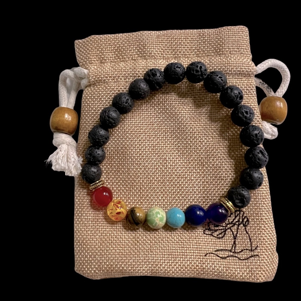 Handmade 7 Chakra stretch bracelet 7.25”
